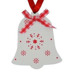Ozdoba MagicHome Vianoce, Zvonek biely, zvesn, 10 cm, bal. 5 ks