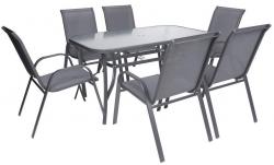 Set terasový ANTOINE, 1x stôl, 6x stolička, ShadowGray