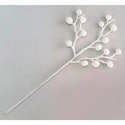 Vetvika MagicHome Vianoce, Gliberries.White, biela, 25 cm