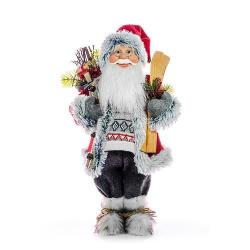 Dekoracia MagicHome, Santa s lyžami a drevom, 061 cm