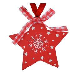 Ozdoba MagicHome Vianoce, Hviezda erven, zvesn, bal. 5 ks, 10 cm