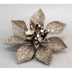 Kvet MagicHome Vianoce Poinsettia Gliterclip.Champ, ampa, 10 cm